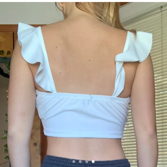 WHITE RUFFLE TIE TOP - Picture 4 of 4